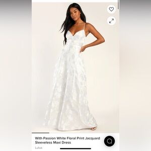 Lulu’s With Passion White Floral Print Jacquard Sleeveless Maxi Dress
